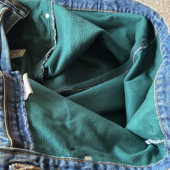 LL Bean Double L Green Fleece Lined Relaxed Fit Mens Jeans EUC Size 38X29 - Picture 9 of 9